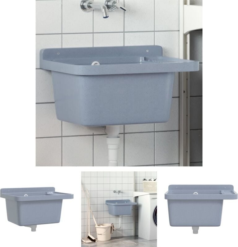 The Living Store - Ausgussbecken Wandmontage Grau 50x35x24 cm Harz - Küchenspülen & Spülbecken - Grau