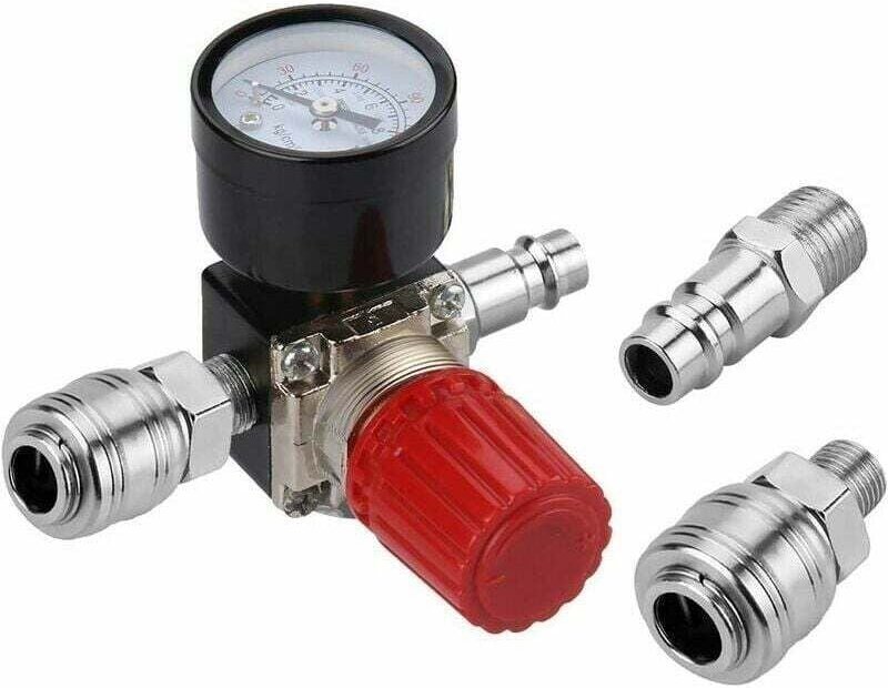 3-Wege-Luftdruckregler, 175 PSI, 12 Bar, 1/4" Manometer für Kompressor (Neues 3-Wege-Ventil)
