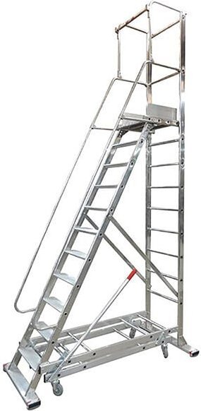 Thumbnail - Matisère - Mobile Stehleiter 12 Stufen - Maximale Arbeitshöhe de 4.70m - 19612EL12B