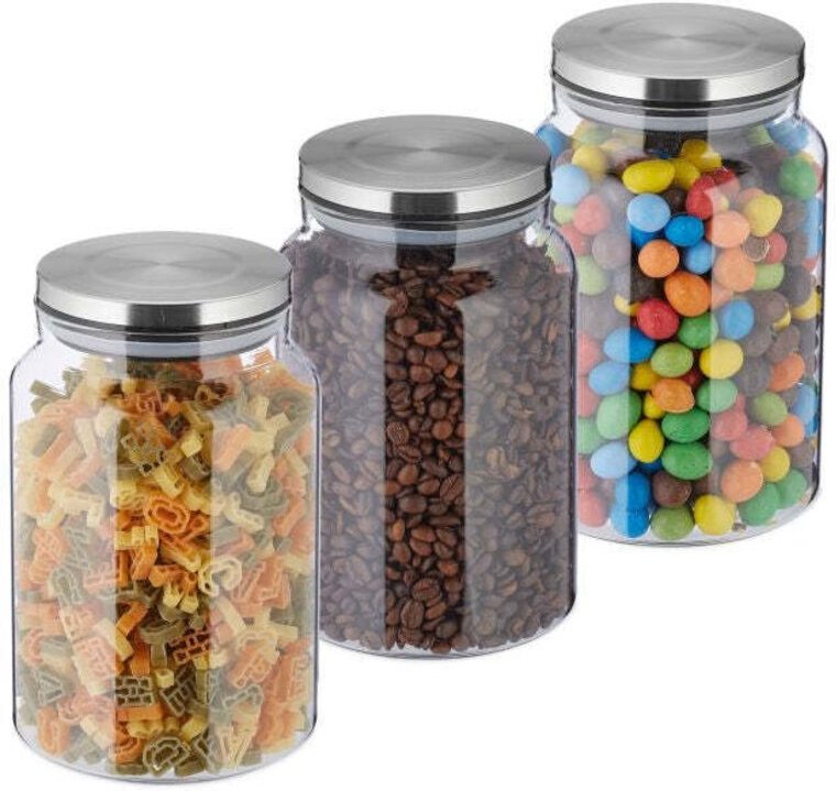 Set mit 3 vorratsglasern mit deckel 1500 ml 883