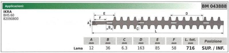 IKRA Unter- / Obermesser für Heckenschere BHS 60 043888