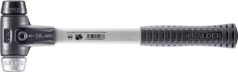 SIMPLEX-Schonhammer, Gummikomposition / Weichmetall mit verstärktem Tempergussgehäuse und Fiberglasstiel D=30 mm 3729.03...