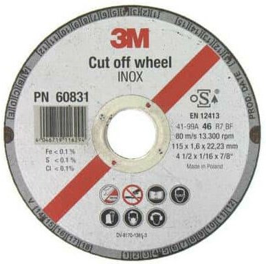 3M - Edelstahl-Trennscheibe Durchmesser 115 x 1,6 mm Dicke x10