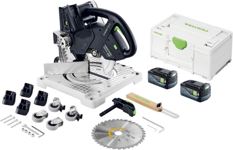 Festool SYMC 70 EB-Basic SYMMETRIC Akku Leistensäge 36 V ( 2 x 18 V ) 216 mm + 2x Akku 5,0 Ah + Systainer - ohne Ladeger...