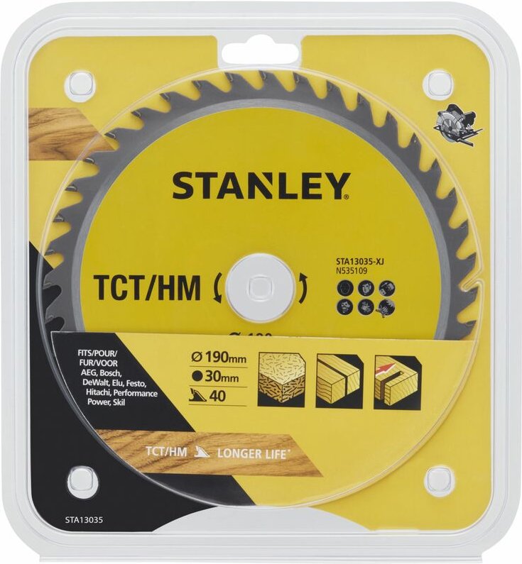 TCT-Blatt. ø 190x30 mm. 40 positive Zähne ATB STANLEY STA13035-XJ