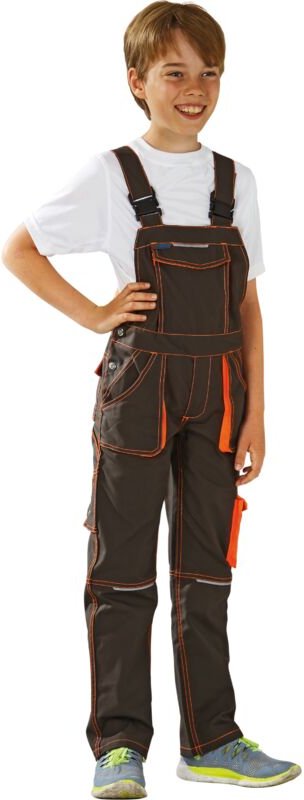 Planam Junior Latzhose oliv/orange 98/104