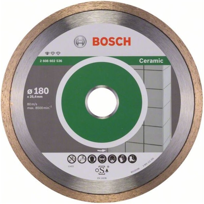 Diamanttrennscheibe Standard for Ceramic, 180 x 25,40 x 1,6 x 7 mm - Bosch