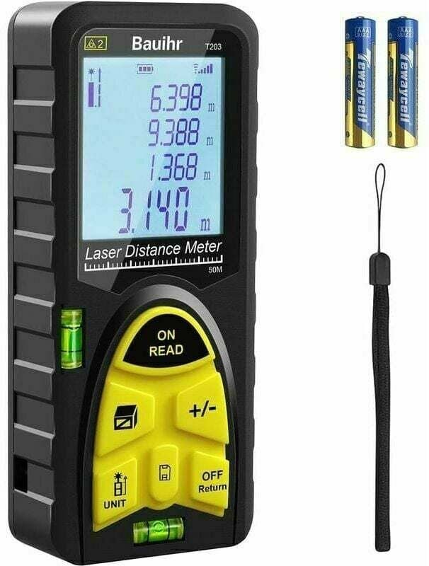 Thumbnail - KZQ 50 m Laser-Entfernungsmesser, tragbares digitales Messwerkzeug mit Griff, Wasserwaagen, großem LCD-Display (Hintergr...