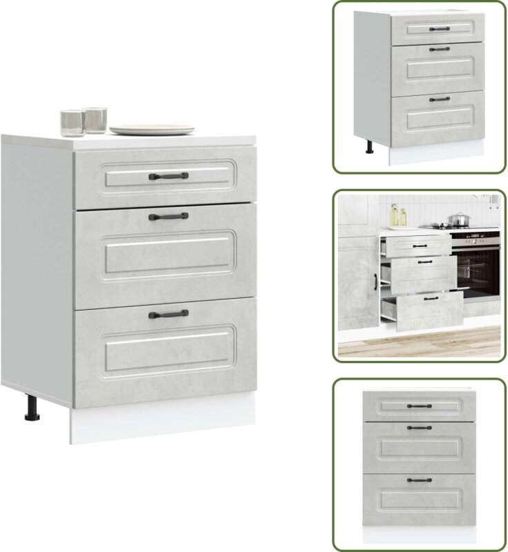 Küchenunterschrank Kalmar Betongrau Holzwerkstoff - Küchenunterschrank - Küchenunterschränke - Spülenunterschrank - Unte...