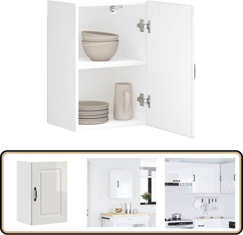 Küchen-Hängeschrank Kalmar Hochglanz-Weiß Holzwerkstoff - Vidaxl