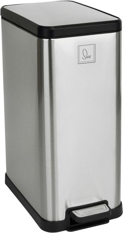 SVITA STM15 Mülleimer Treteimer 15l inkl. Inneneimer Softclose-Deckel Silber
