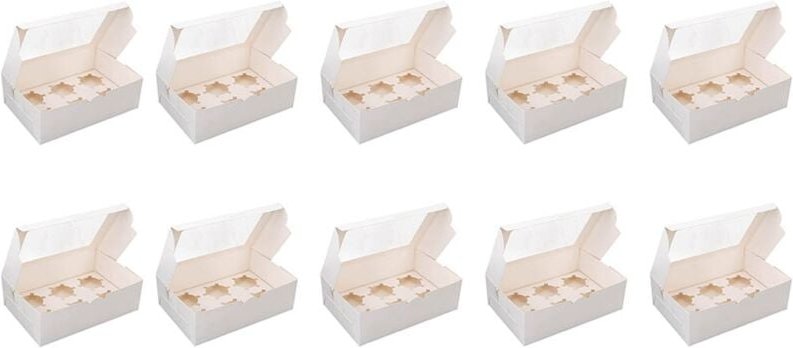 Thumbnail - Cupcake-Boxen mit transparentem Fenster und herausnehmbarem Tablett für 6 Tassen Kuchen für Partys, Weihnachten, Essen u...