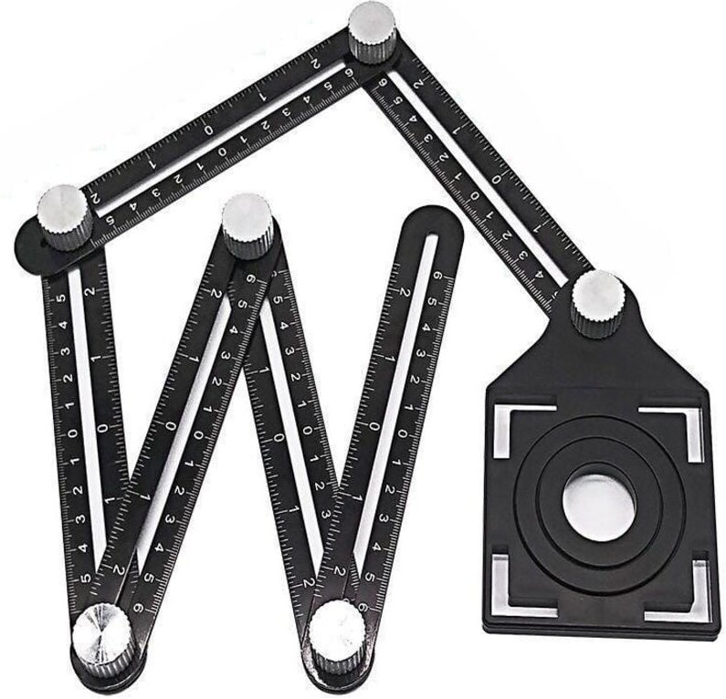 Thumbnail - Mehrwinkel-Messlineal mit 5 Positionierungslöchern, 6-seitiges Winkelklemmwerkzeug aus Aluminiumlegierung, Schablonen-Me...