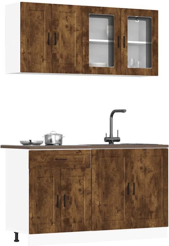 4-tlg. Küchenschrank-Set Porto Räuchereiche Holzwerkstoff Vidaxl