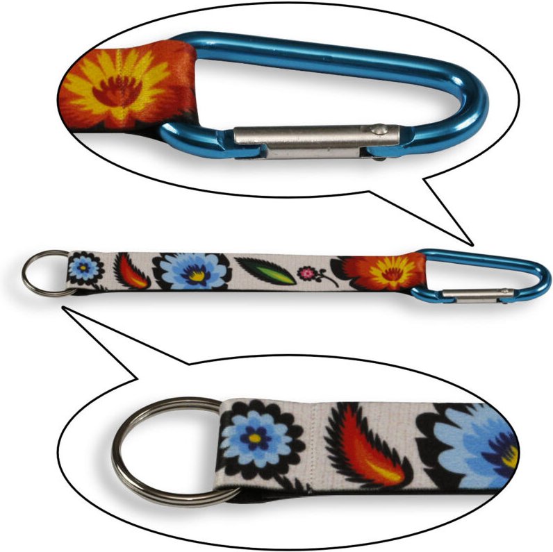 Kurzes Schlüsselband mit Schäkel, Folk-Łowicki, beige