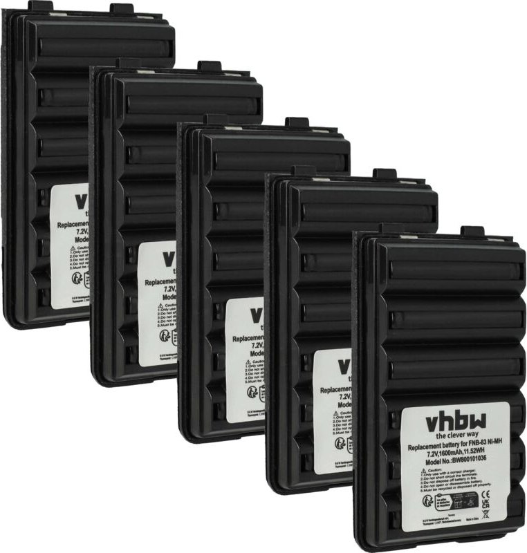 vhbw 5x Akku kompatibel mit Yaesu Vertex VX-177, VX-180, VX-170, VX210, VX180e, VX180, VX-180e Funkgerät, Walkie Talkie ...