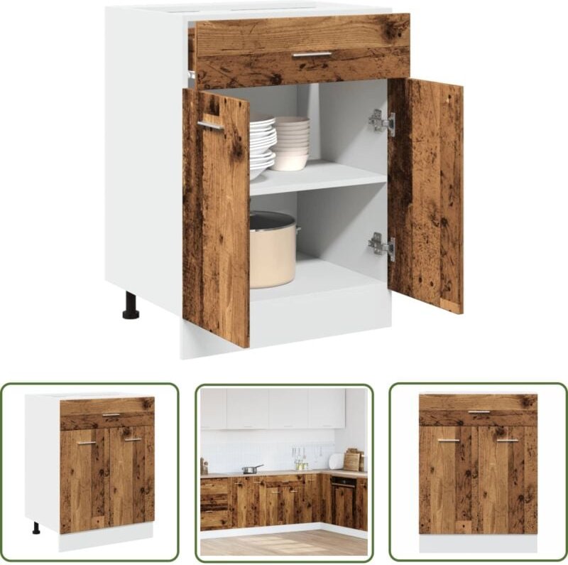 The Living Store - vidaXL Unterschrank Altholz-Optik 60x46x81,5 cm Holzwerkstoff