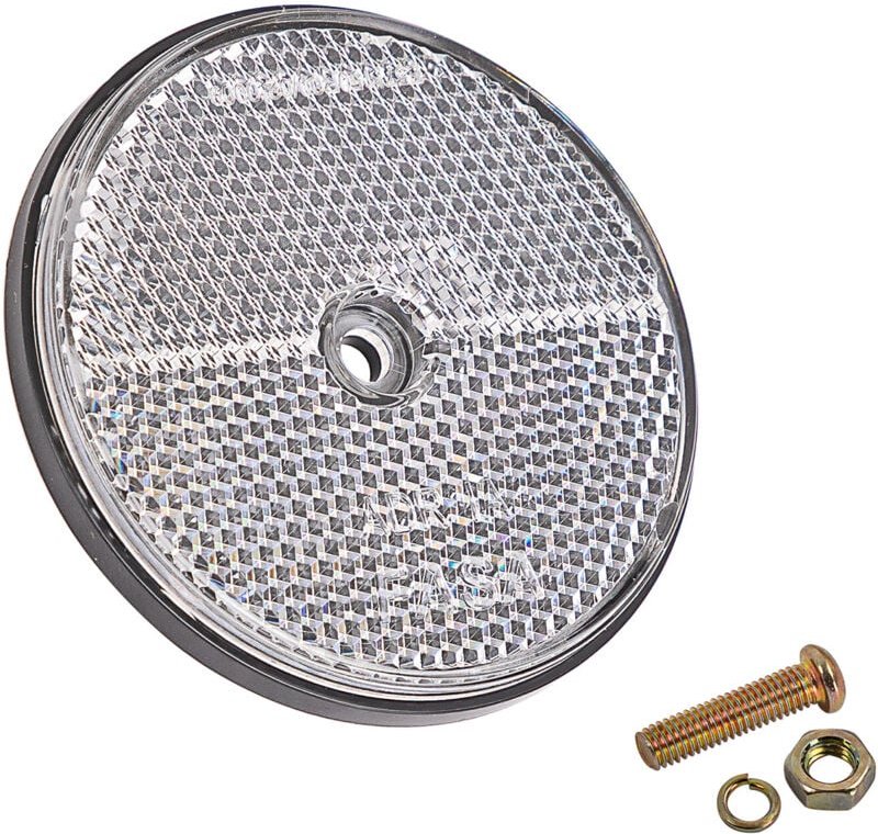 Dema - Rückstrahler Katzenauge Reflektor ø 70 mm rund weiß mit Schraube