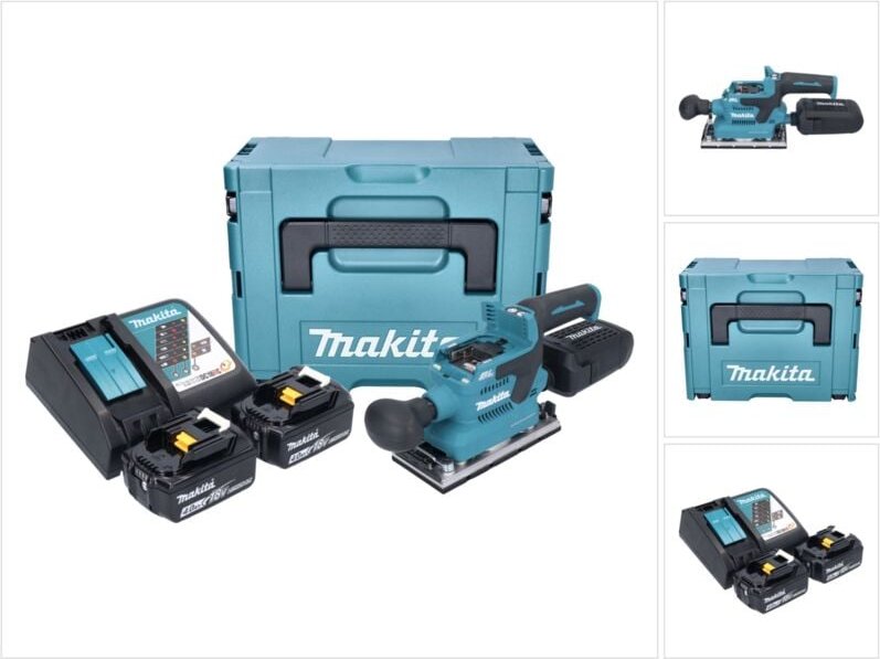Thumbnail - Makita DBO 382 RMJ Akku Schwingschleifer 18 V 93 x 185 mm Brushless + 2x Akku 4,0 Ah + Ladegerät + Makpac