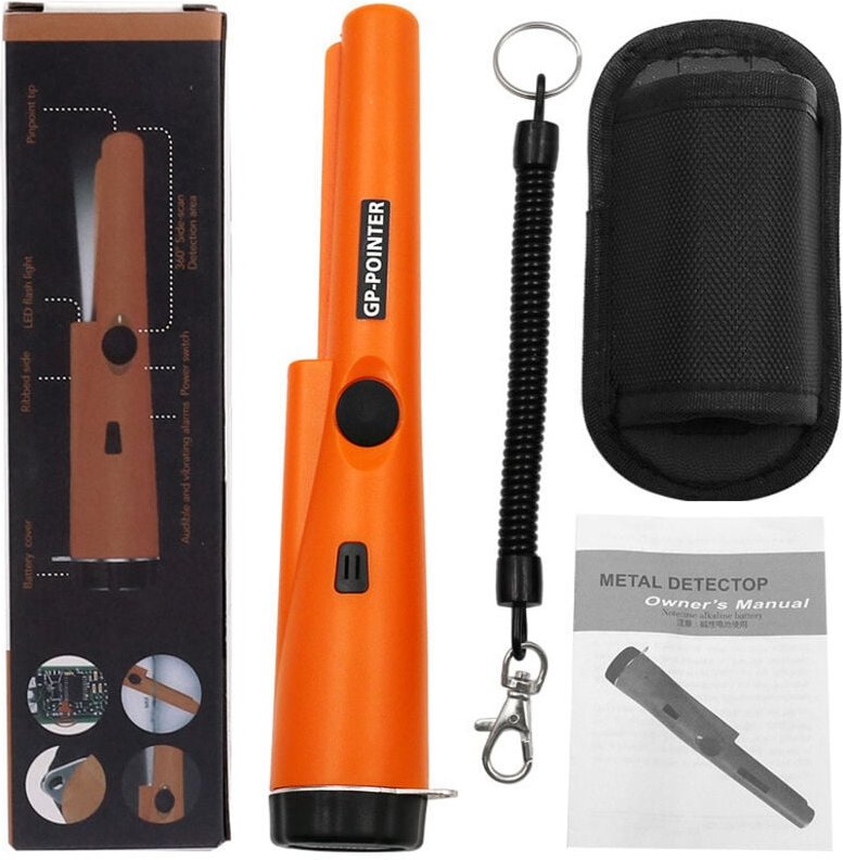 Pinpointer-Metalldetektor, IP68 wasserdichter Handmetalldetektor, 360 tragbarer Metalldetektor mit integrierter