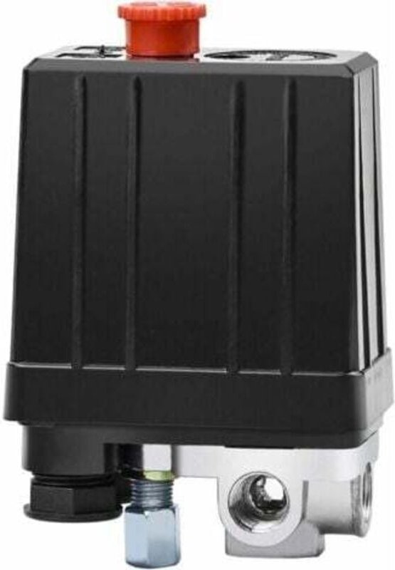 Thumbnail - Druckschalter 240V für Kompressor - 4 Ausgänge, 6-8 bar (90-120 PSI) - Druckpressostat mit Manometer und Sicherheitsvent...