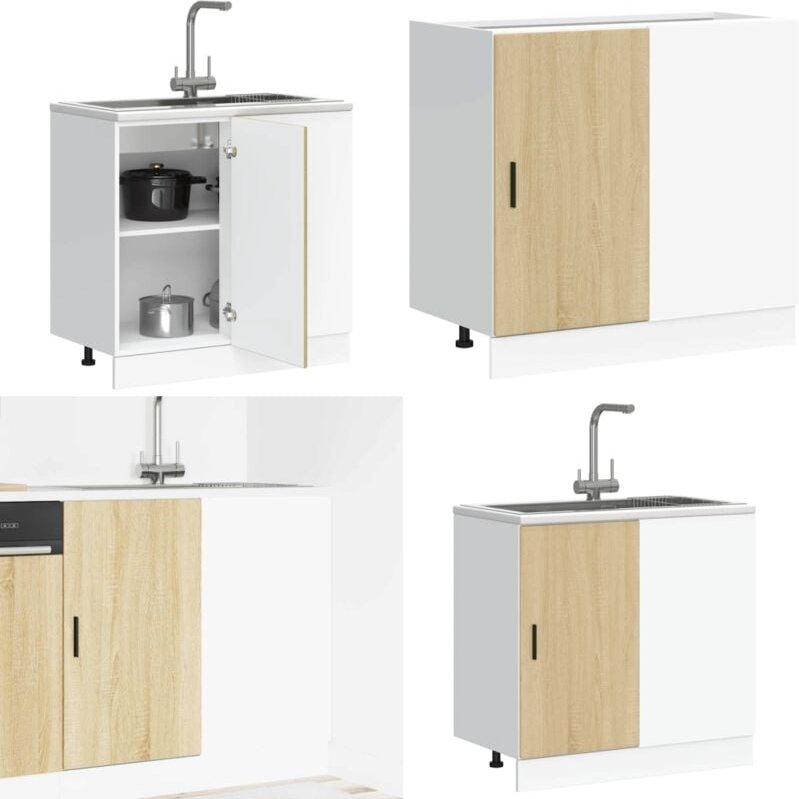 Spülenunterschrank Sonoma-Eiche Holzwerkstoff - Vidaxl