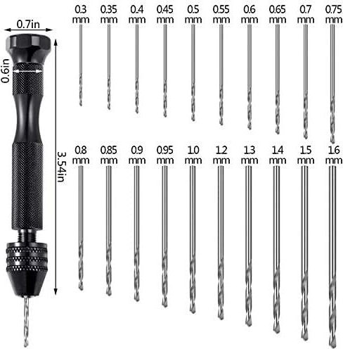 Beijiyi - Das 21-teilige Schraubstockstift-Set enthält einen Schraubstock-Handbohrer und 20 Stück Mini-Spiralbohrer (0,3...