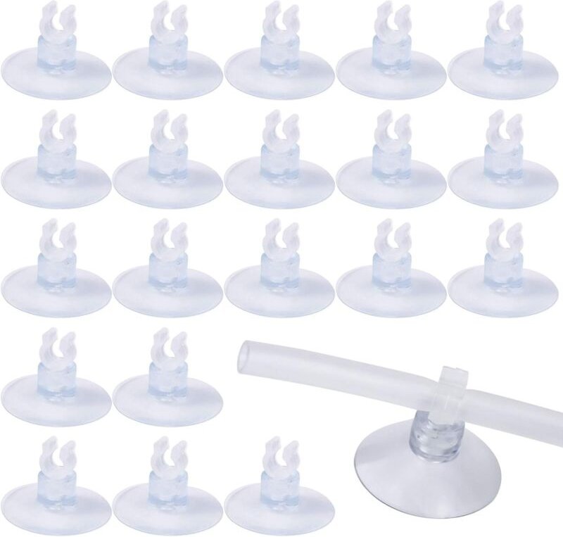 Thumbnail - Beijiyi - 20 Stück transparente Aquarium-Saugnäpfe, 5 mm Aquarium-Saugnäpfe mit Rohrhalter-Clips, Klemmen für Aquarium-F...