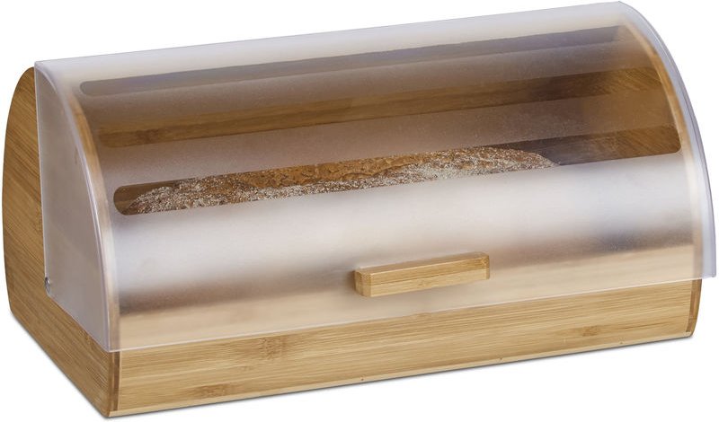 Relaxdays - Rollbrotkasten Bambus, groß, aromadicht, Brotkasten klappbar mit Rolldeckel, hbt: 19 x 38 x 26 cm, Holz, nat...