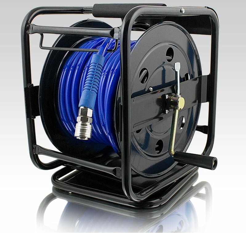 30 Meter Manuelle Druckluft Schlauchtrommel Trommel Aufroller 30m mit Kurbel 1/4 Zoll Anschluss - Bituxx