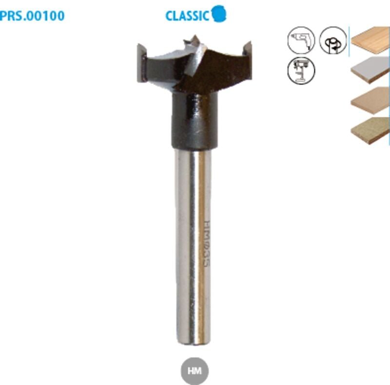 Formfräser aus Hartmetall mit flacher Grundplatte für Holz Classic ø 16 ø Schaft 10 Länge 90 mm