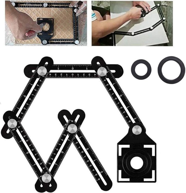 Mehrwinkelwerkzeug, Mehrwinkelmesslineal, 6-seitiges Winkelmesswerkzeug, Mehrwinkelmesslineal aus Aluminiumlegierung, mu...