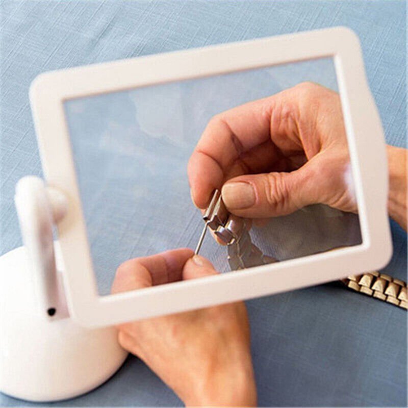 Rechteckige Lupe mit LED-Licht, Ganzseitenlupe, freihändige A4-Ganzseitenlupe mit Licht, für Bücher, Sehbehinderte, Seni...