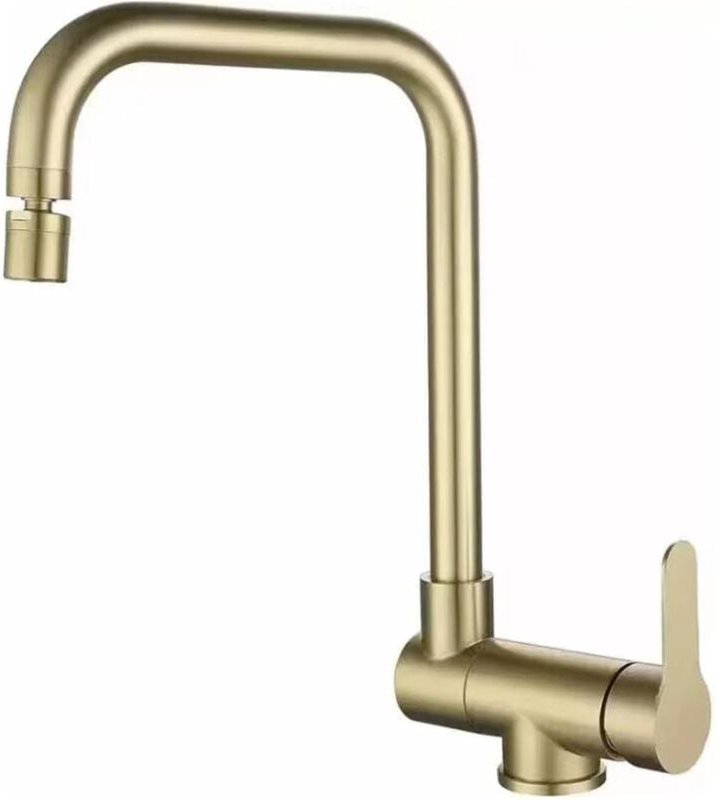 Thumbnail - Ausziehbarer Küchenmischhahn, gebürsteter goldener Ausziehbarer Küchenhahn aus Edelstahl - Ulisem