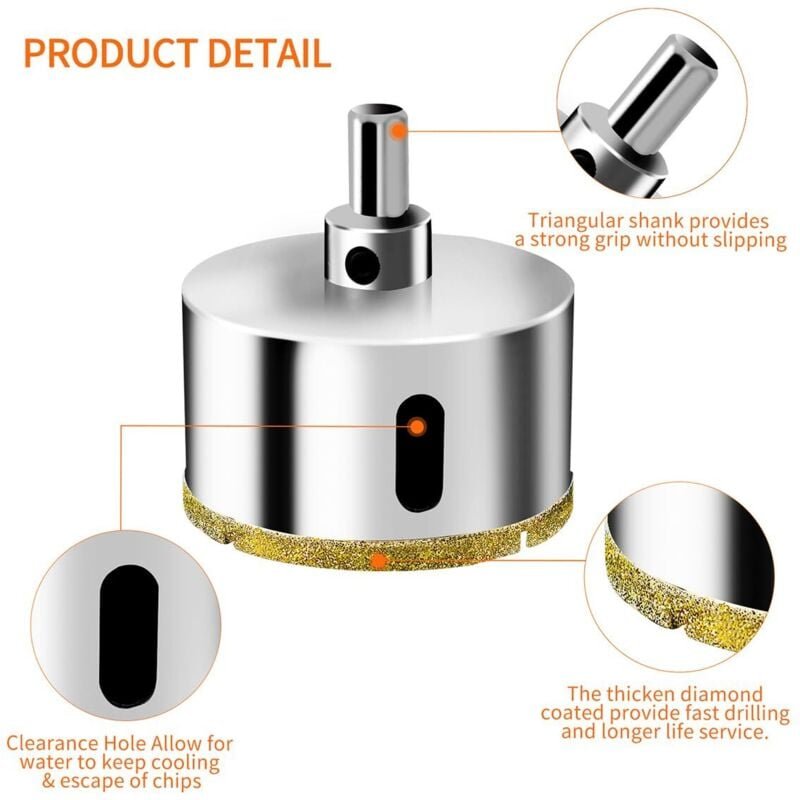 32 mm Diamant-Lochsäge mit Zentrierführungsbohrer, Diamant-Kernbohrer für Glas, Fliesen, Keramik, Marmor, Granit