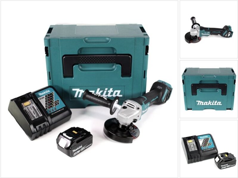 Dga 517 RM1J Akku Winkelschleifer 18 v 125 mm Brushless + 1x Akku 4,0 Ah + Ladegerät + Makpac - Makita