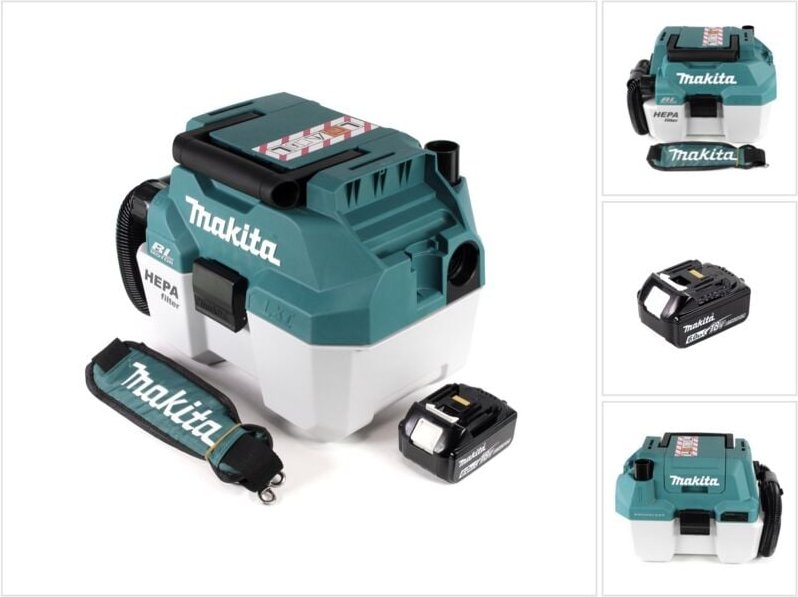 Makita - dvc 750 LG1X3 Akku Staubsauger Nass und Trockensauger 18 v tragbar + 1x 6,0 Ah Akku - ohne Zubehör, ohne Ladege...