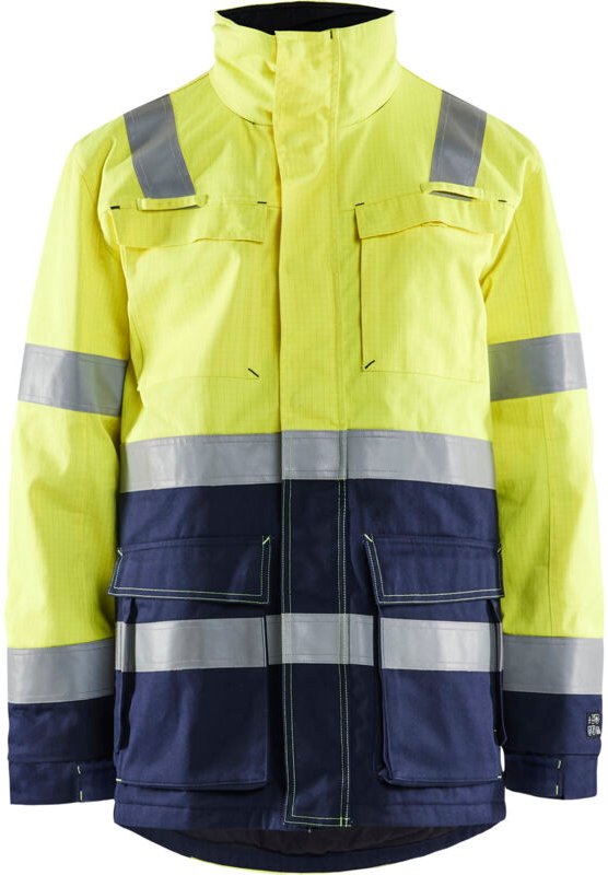 Thumbnail - Arbeitsparka Winter feuerhemmend 4467 - Neon Gelb / Marine M