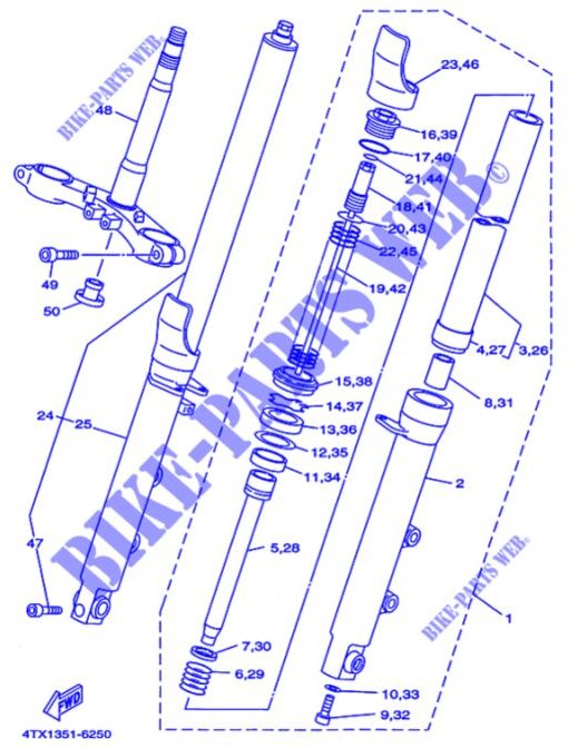 Thumbnail - Yamaha - 4TX-23136-00 – Fourreau de fourche (gauche) – tdm 850 1996/01