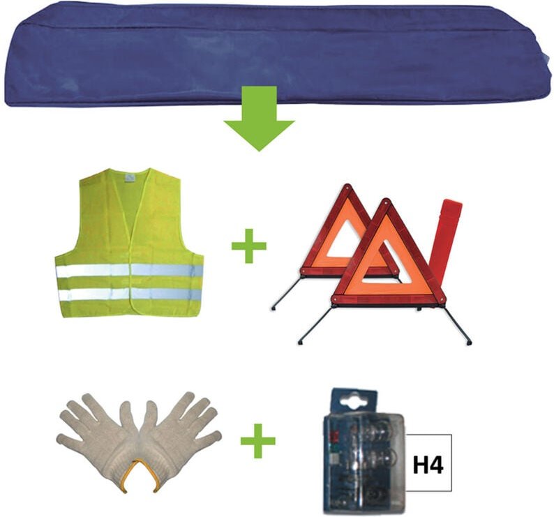 Blaue Tasche Notfallset + Mk H4 + Weste + Triang. + Handschuhe Jbm52769