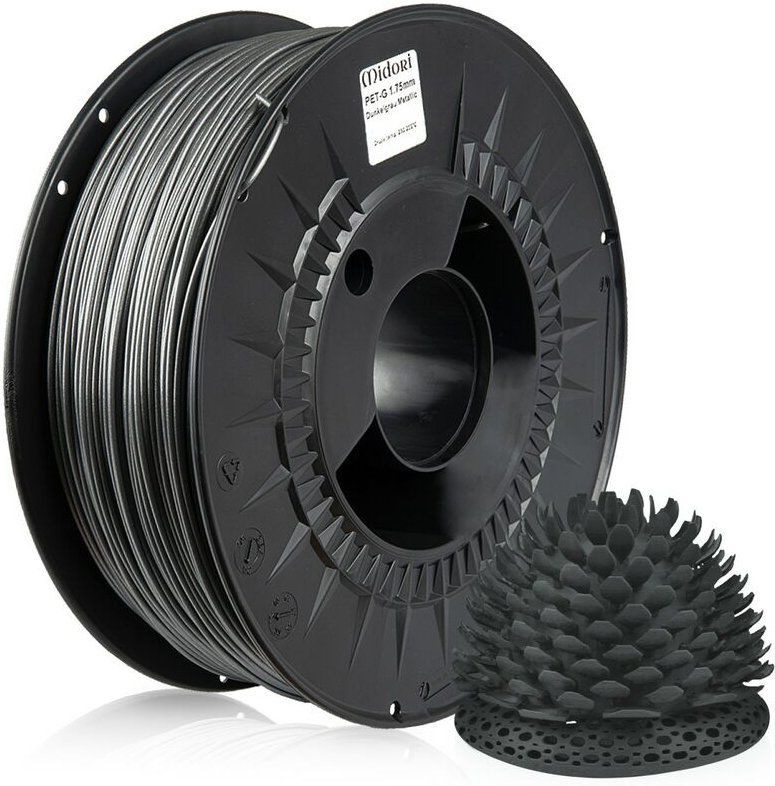 Thumbnail - 3 x Midori 3D Drucker 1,75mm petg Filament 1kg Spule Rolle Premium Dunkelgrau Metallic