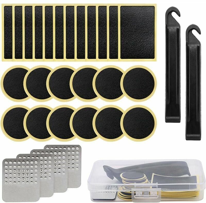 Thumbnail - 30-teiliges Pannenreparatur-Set, Fahrradreifen-Patch-Werkzeug-Set, Fahrrad-Schlauchhebel, Reifenflicken, Metallraspel, G...