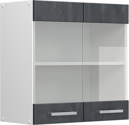 Thumbnail - Küchenglasschrank R-Line, Schwarz Beton, 60 cm Vicco