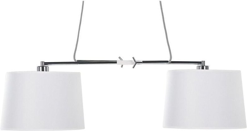 Hängeleuchte Weiß Metall 2-flammig Stoffschirme in Trommelform Minimalistisches Design Vintage Stil für Wohn- Schlaf- un...