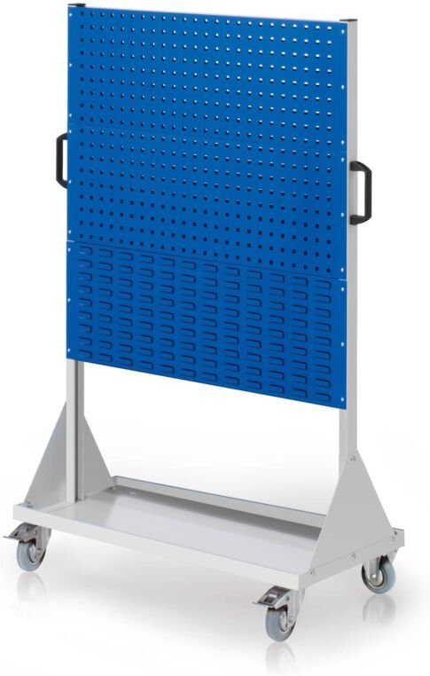 Kappes RasterMobil® mobiler Arbeitsplatzschrank Größe 4 1580x1000x500mm 4 Lochplatten 2 Schlitzplatten 6-teilig enzianbl...