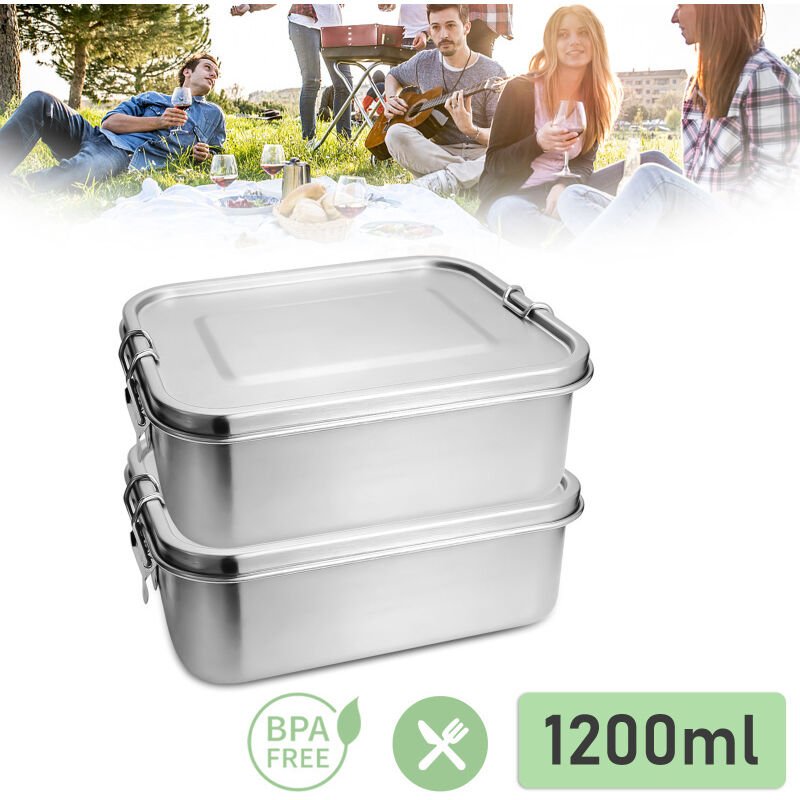 Swanew 2x 1200ml Brotdose Metall Brotdose Thermobehälter Lunchbox bpa frei Edelstahl