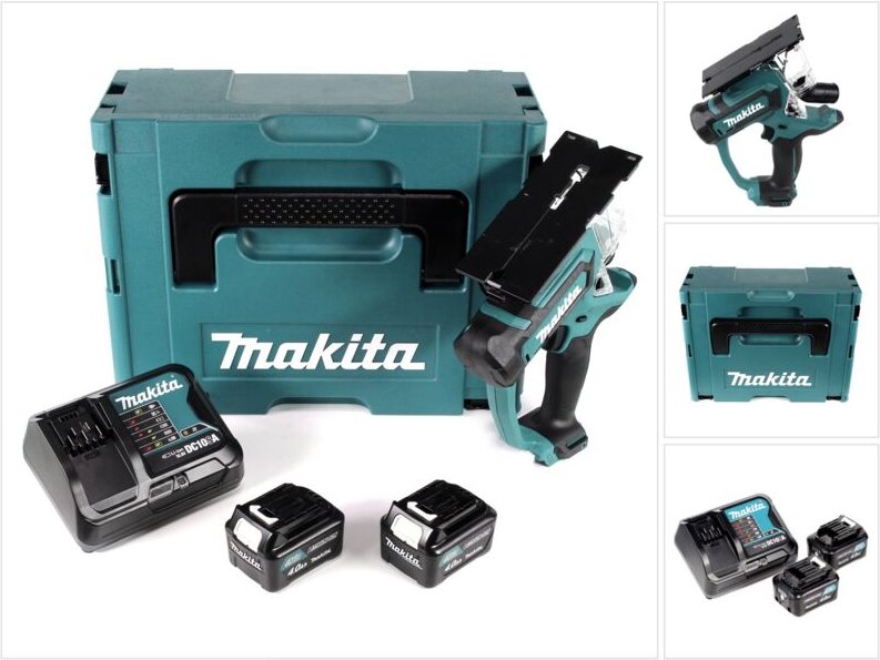 Makita SD 100 DSMJ Akku Gipskartonsäge 10,8V Trockenbausäge im Makpac + 2x 4,0Ah Akku + Ladegerät