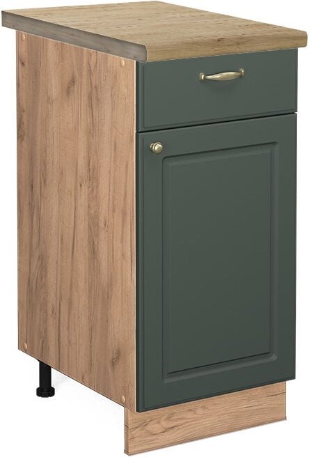 Vicco - Küchenunterschrank Fame-Line, Grün-Gold Landhaus, 40 cm , ap Eiche