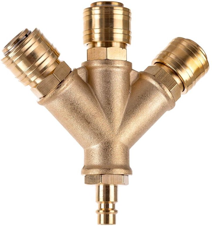 3-Wege-Pneumatischer Luftverteiler Aus Messing Mit Schnellverbindern