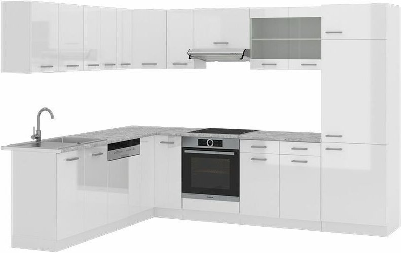Vicco - Eckküche R-Line, Weiß, 227 x 287 cm , ap Marmor